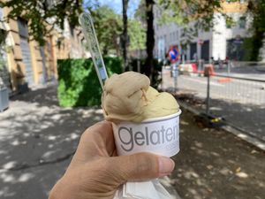 Pistachio and hazelnut! Vegan and delicious !  at Gelateria Concordia in Milan