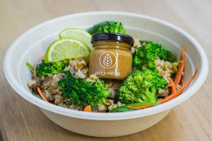 Vegan salad bowls with a choice of plant based fillings.  at Juice by Nature in Amsterdam