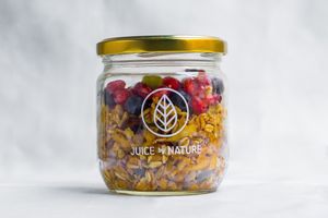 Over night oats with fresh fruit topping at Juice by Nature in Amsterdam