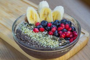 Açai bowl with fresh fruit, nuts and seeds at Juice by Nature in Amsterdam