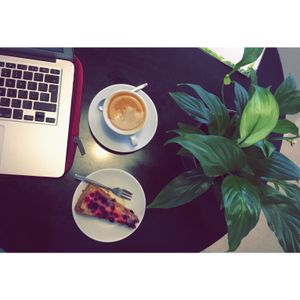 Raw carrot cake (vegan, gluten and refined sugar free) + cappuccino with coconut milk at Juice by Nature in Amsterdam