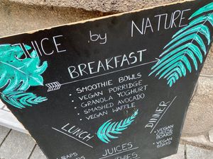 sign at Juice by Nature in Amsterdam