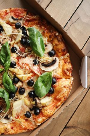 Super delicious pizza at OM NOM NOM in Lviv