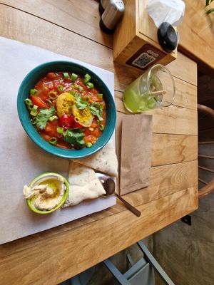 Shakshuka with vegan egg at OM NOM NOM in Lviv