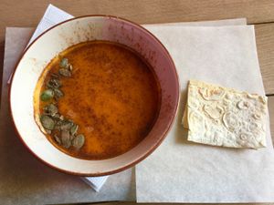 Pumpkin soup at OM NOM NOM in Lviv