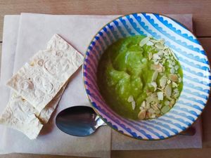 Soup of the day (broccoli) at OM NOM NOM in Lviv
