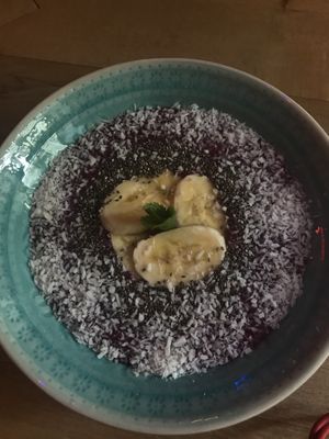 Berry smoothie bowl at OM NOM NOM in Lviv