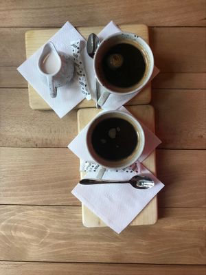 Americano with almond milk(they also have peanut milk) at OM NOM NOM in Lviv