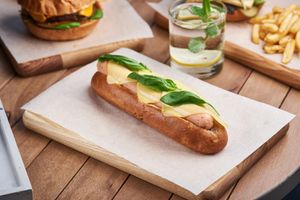 Italian hot dog at OM NOM NOM in Lviv