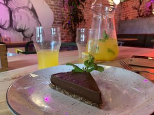 chocolate cake at OM NOM NOM in Lviv