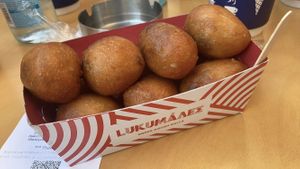 Vegan chocolate praline filled loukoumades at Lukumades in Athens