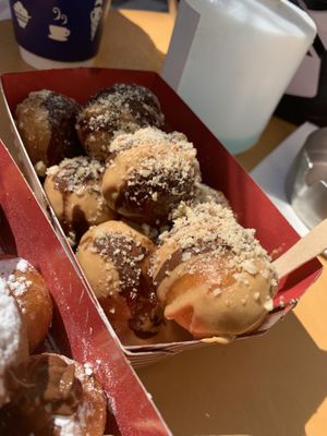 Bitter chocolate, peanut butter and hazelnut topping at Lukumades in Athens