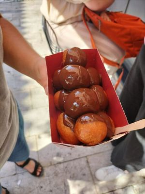 dark chocolate lukumades at Lukumades in Athens