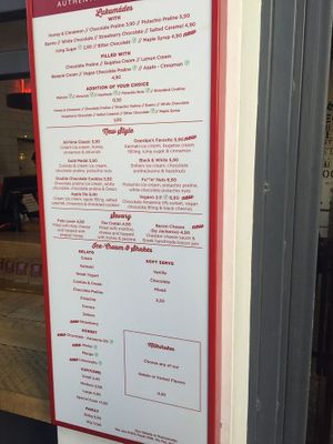 menu at Lukumades in Athens