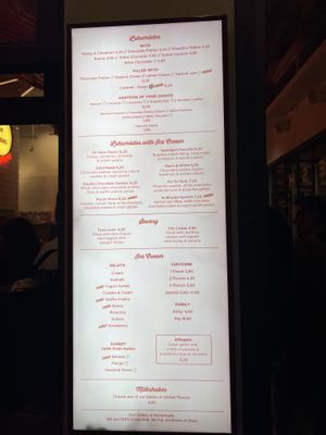 Menu  at Lukumades in Athens