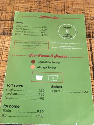 Vegan menu at Lukumades in Athens