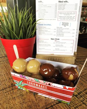 Peanutbutter and chocolate love story  at Lukumades in Athens