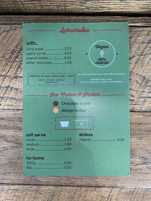 Vegan menu at Lukumades in Athens