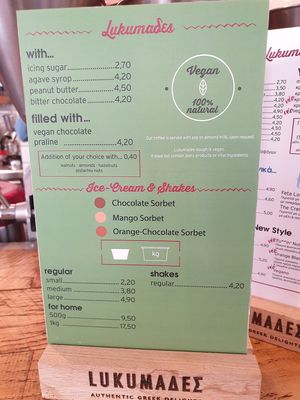 New card at Lukumades in Athens