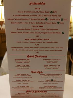 Lukumades menu at Lukumades in Athens
