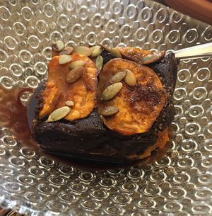 Vegan brownie  at Cafe Green Bakery in Madrid