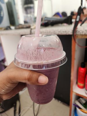 Aphrodite dairy-free smoothie (mixed berries and banana) at Ground Zero - Marley Coffee in Cape Town