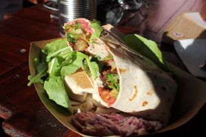 Falafel wrap with salad and dressing - vegan. at Ground Zero - Marley Coffee in Cape Town