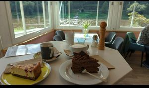 Sehr leckere Kuchen, Torten und Cafe, Aussicht wunderschön, und man sitzt gemütlich at Café-Bistro Daheim in Bad Schandau