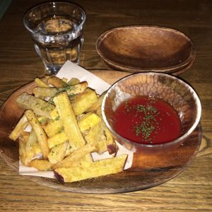 Side order fries with tomato sauce. at Vegan Burg Kitchen in Osaka