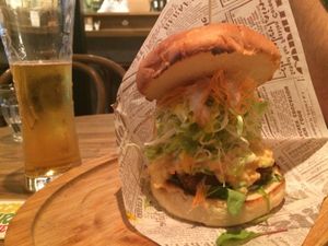 Cuttlet burger  at Vegan Burg Kitchen in Osaka