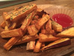 Fries so bomb! I think they use Japanese sweet potatoes  at Vegan Burg Kitchen in Osaka