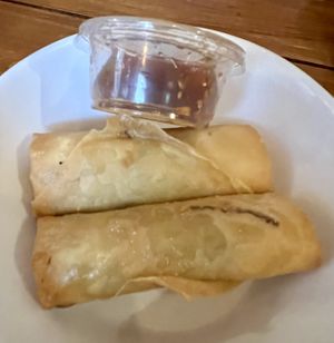 Veggie spring rolls with a moderately spicy dipping sauce   at Malay Kitchen Cork City in Cork