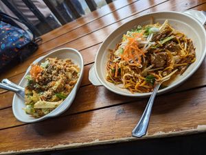 Fried rice dish & noodles with seitan at Malay Kitchen Cork City in Cork