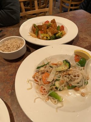 Pad Thai and orange tofu  at Taste of Thai Restaurant in North Conway