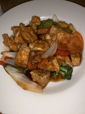 Orange tofu  at Taste of Thai Restaurant in North Conway