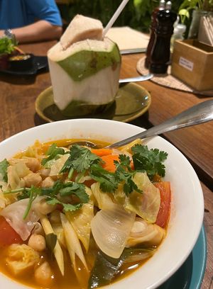 super tasty thom yum soup  at Wild Tribe Cafe in Koh Samui