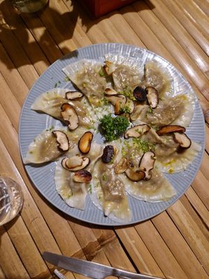 Mushroom and garlic ravioli at Wild Tribe Cafe in Koh Samui