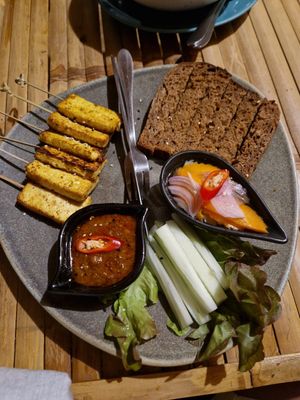 Tofu satay skewers at Wild Tribe Cafe in Koh Samui