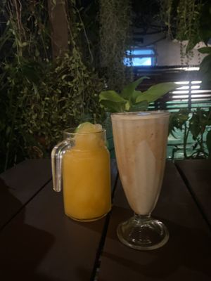 Electrolyte smoothie and a banana and PB smoothie   at Wild Tribe Cafe in Koh Samui