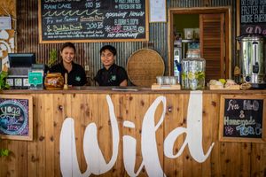 Restaurant counter and staff at Wild Tribe Cafe in Koh Samui