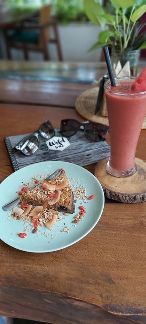 Carrot cake and watermelon smoothies  at Wild Tribe Cafe in Koh Samui