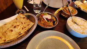 Roti with potato and Eggplant curry at Bombay Palace in Queenstown