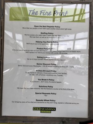 I really appreciate this sign right in front at New Seasons Market in Beaverton