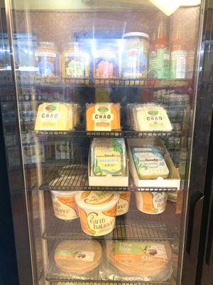 Vegan cheese options  at Herbivores Marche Vegetalien in Montreal