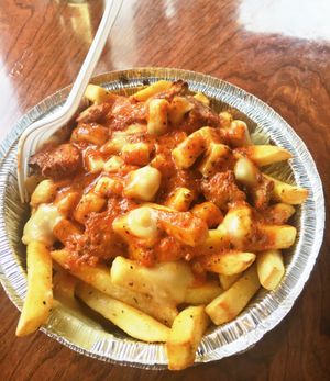 Vegan Portuguese chicken poutine  at Herbivores Marche Vegetalien in Montreal