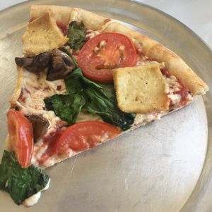 Haley's Comet vegan pizza  at Nags Head Pizza Company in Nags Head