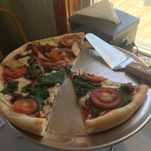 Haley's Comet vegan pizza at Nags Head Pizza Company in Nags Head