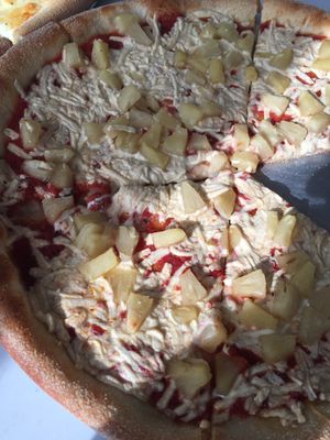 Vegan pineapple pizza! It was amazing! at Nags Head Pizza Company in Nags Head