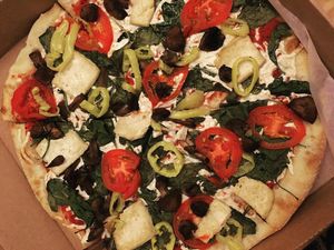 Haley’s Comet Vegan Pizza at Nags Head Pizza Company in Nags Head