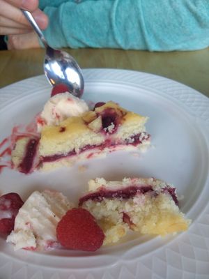 Only vegan adapted pudding, raspberry and almond. at Neil's Hill in Belfast